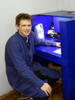Синее оборудование для заправки картриджей